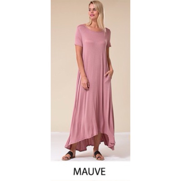 ❗️CLOSING SALE❗️ Mauve Short Sleeve Maxi Dress - Picture 2 of 2